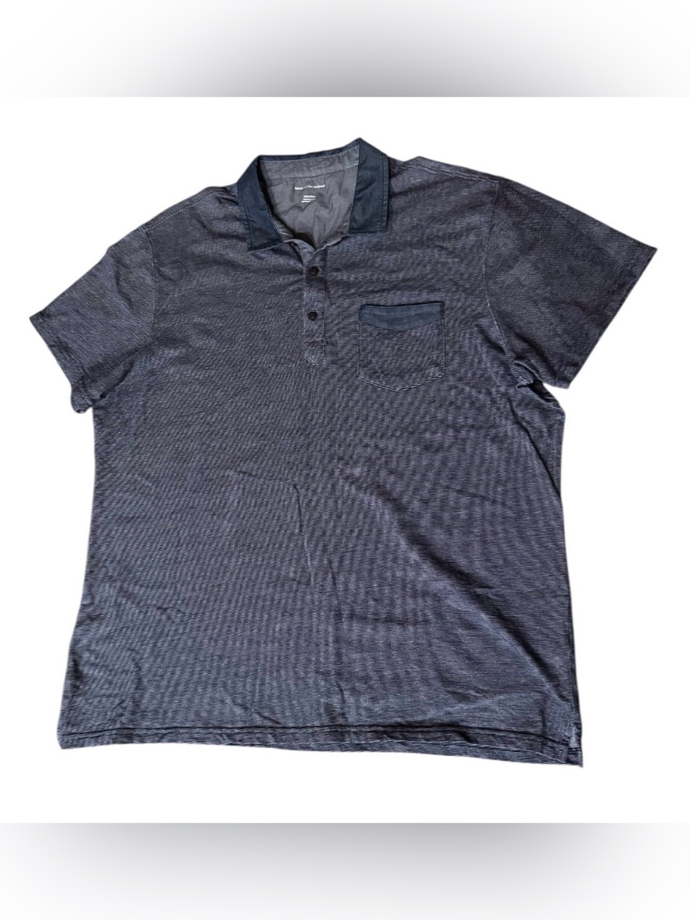Saks Fifth Avenue men’s size XXL polo shirt blue textured contrast collar preppy